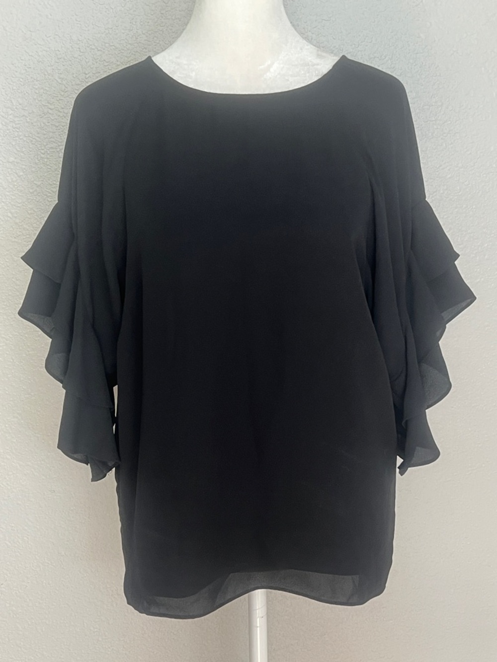 Etcetera Ruffle Sleeve Blouse Black Size 2